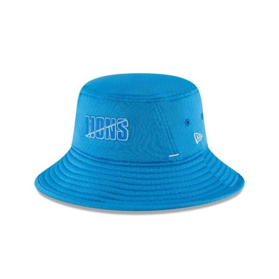 Blue Detroit Lions Hat - New Era NFL Official Summer Sideline Stretch Bucket Hat USA5736248